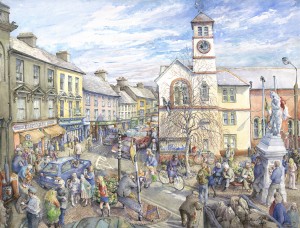 Ann Martin, Town Square, 2005, watercolor on rag, 22 7/16 x 30 15/16 inches