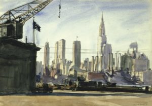 MANHATTAN TOWERS, 1932 Reginald Marsh (1898-1954) Watercolor over graphite on paper 14 x 20 inches Gift of Reverend Richard L. Hillstrom